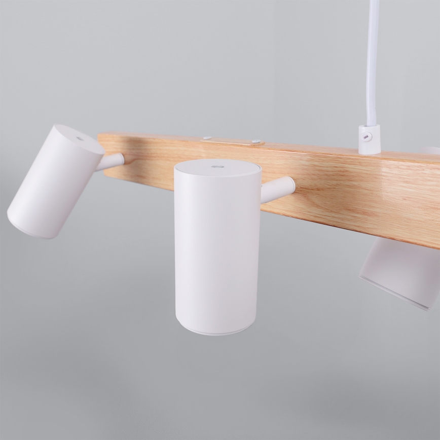 Brilagi - LED RGBW Stmívatelný lustr na lanku SELE 6xGU10/6,5W/230V 2700-6500K bílá/dekor dubu + dálkové ovládání