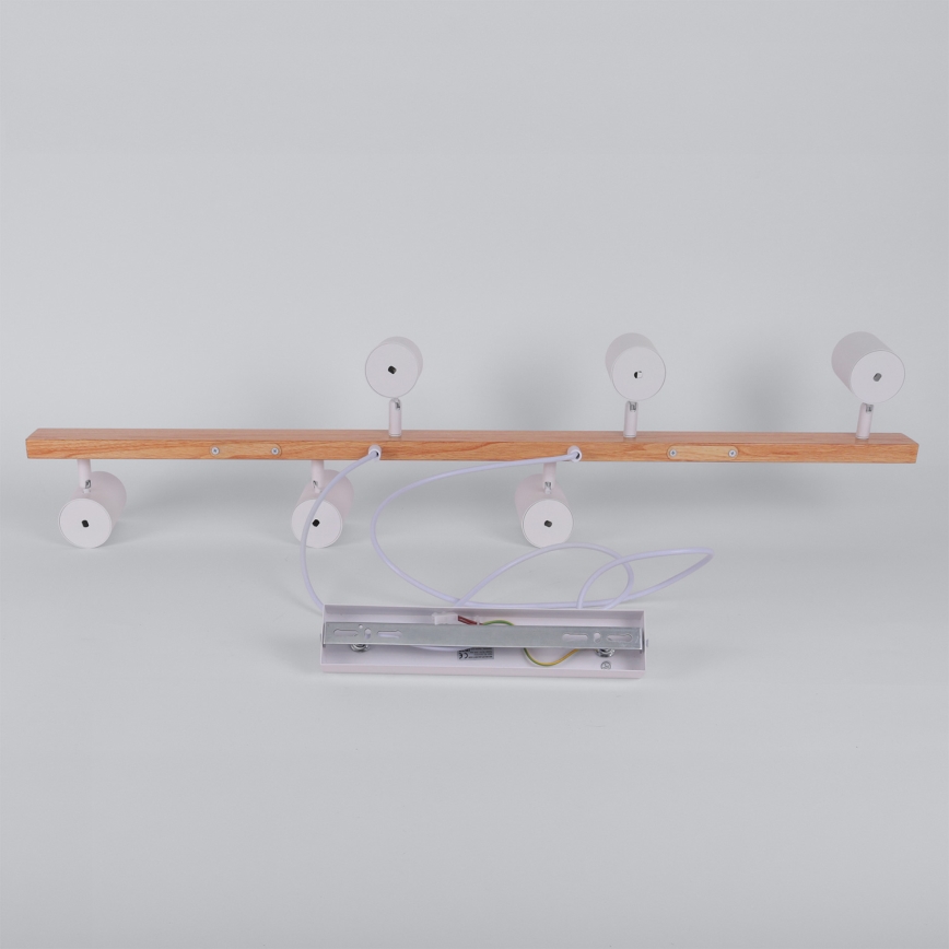 Brilagi - LED RGBW Stmívatelný lustr na lanku SELE 6xGU10/6,5W/230V 2700-6500K bílá/dekor dubu + dálkové ovládání