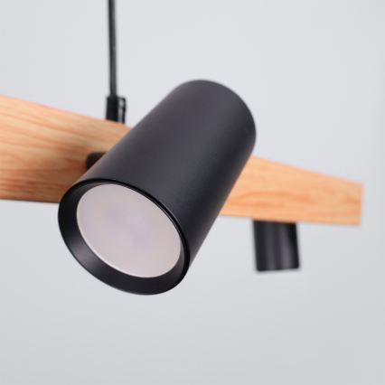 Brilagi - LED RGBW Stmívatelný lustr na lanku SELE 6xGU10/6,5W/230V 2700-6500K černá/dekor dubu + dálkové ovládání