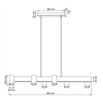 Brilagi - LED RGBW Stmívatelný lustr na lanku SELE 6xGU10/6,5W/230V 2700-6500K černá/dekor dubu + dálkové ovládání