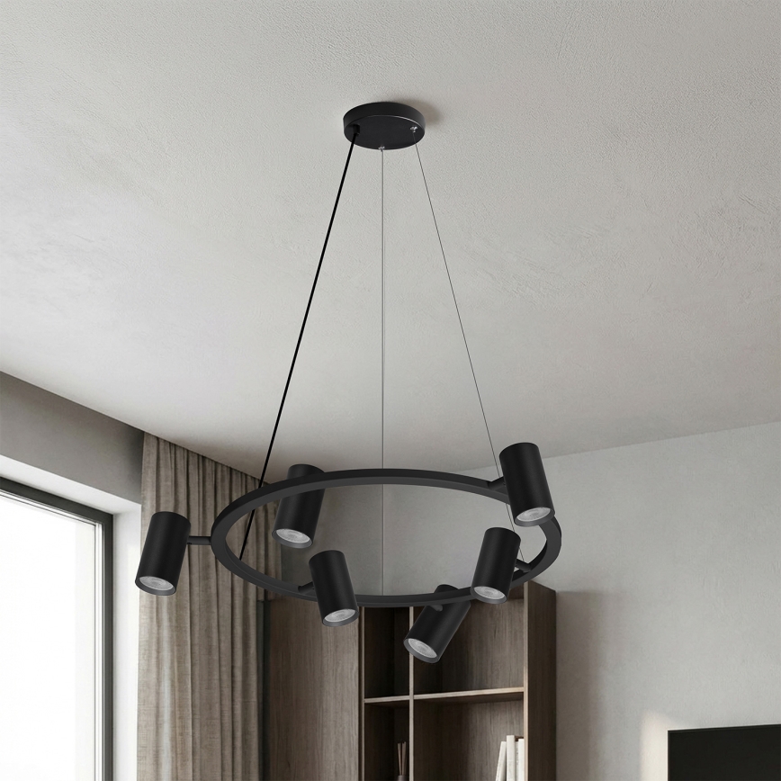 Brilagi - LED RGBW Stmívatelný lustr na lanku SELE 6xGU10/6,5W/230V 2700-6500K černá + dálkové ovládání