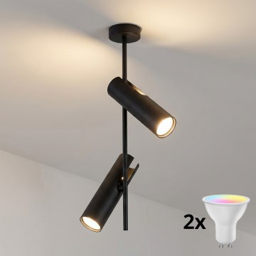 Brilagi - LED RGBW Stmívatelný lustr na tyči BRANCH 2xGU10/6,5W/230V 2700-6500K černá