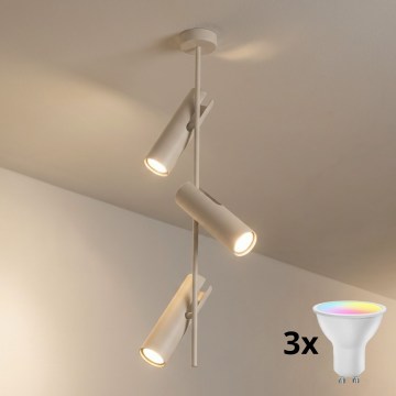 Brilagi - LED RGBW Stmívatelný lustr na tyči BRANCH 3xGU10/6,5W/230V 2700-6500K béžová