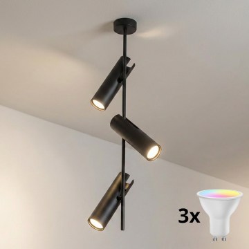 Brilagi - LED RGBW Stmívatelný lustr na tyči BRANCH 3xGU10/6,5W/230V 2700-6500K černá