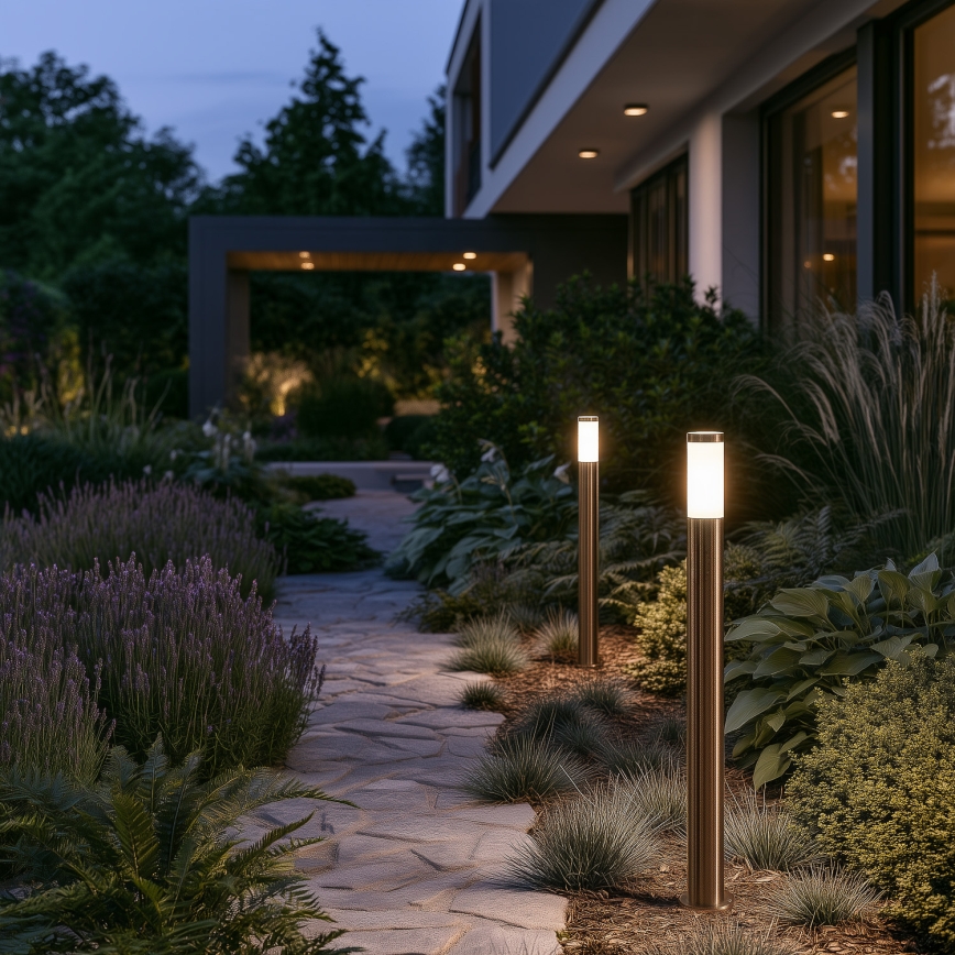 BRILAGI - LED RGBW Stmívatelná venkovní lampa ELIA 1xE27/6,5W/230V 2700-6500K IP44 Wi-Fi 100 cm matný chrom