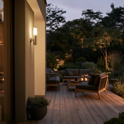 BRILAGI - LED RGBW Stmívatelná venkovní nástěnná lampa ELIA 1xE27/6,5W/230V 2700-6500K IP44 Wi-Fi matný chrom