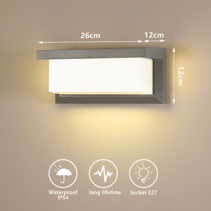 Brilagi - LED RGBW Stmívatelné venkovní nástěnné svítidlo BRICKY 1xE27/9W/230V 2700-6500K IP54 šedá