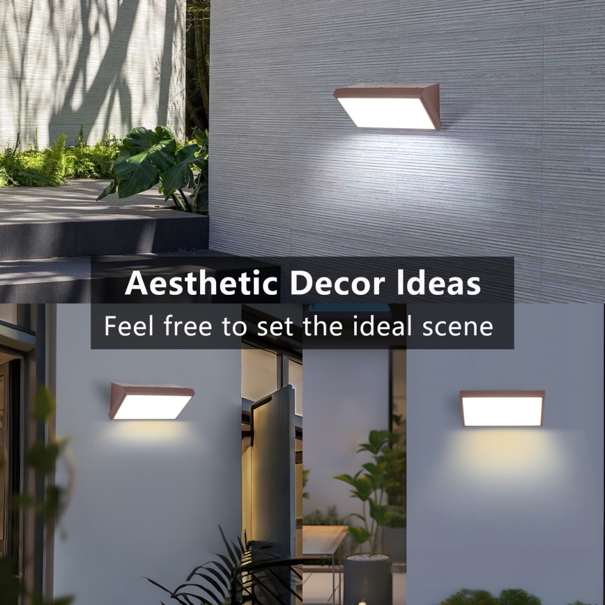 Brilagi - LED RGBW Stmívatelné venkovní nástěnné svítidlo TRIANGLE 1xE27/15W/230V 2700-6500K IP65 hnědá