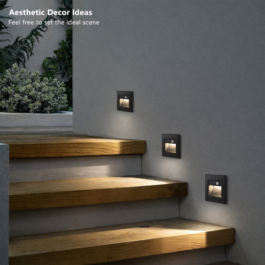 Brilagi - LED Schodišťové svítidlo se senzorem STEP LIGHT LED/1,5W/230V IP44 černá