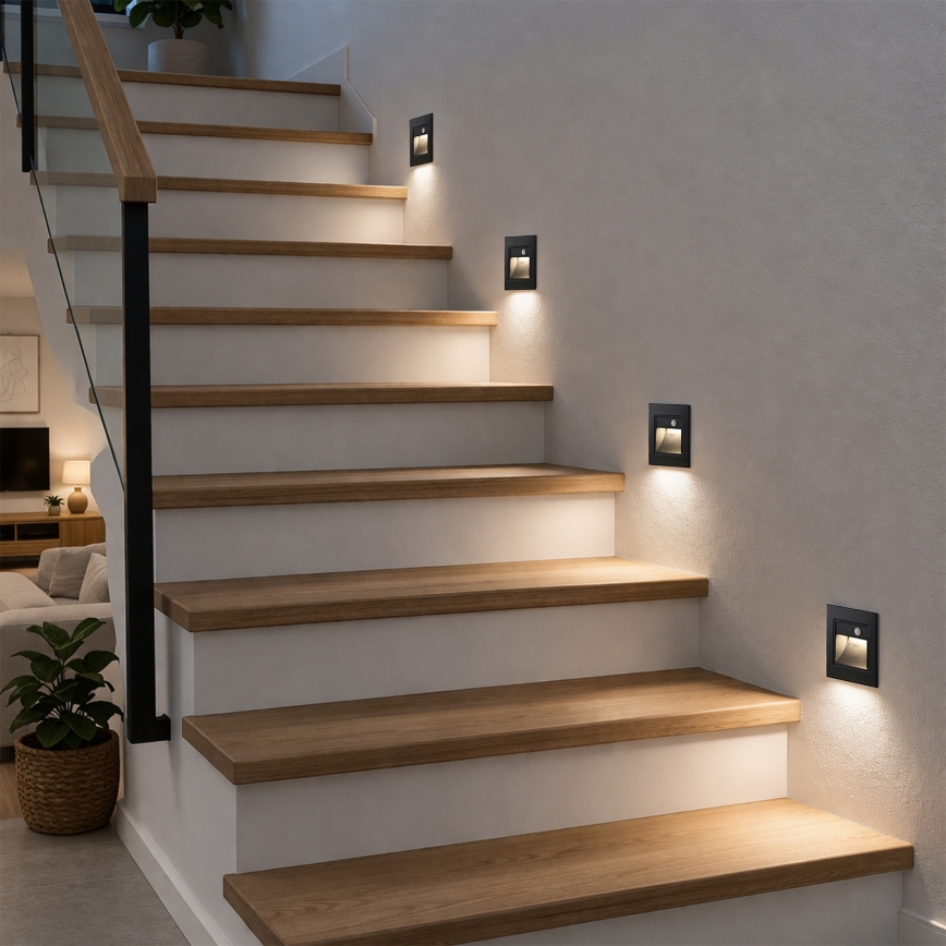 Brilagi - LED Schodišťové svítidlo se senzorem STEP LIGHT LED/1,5W/230V IP44 černá