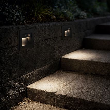 Brilagi - LED Schodišťové svítidlo se senzorem STEP LIGHT LED/1,5W/230V IP44 černá