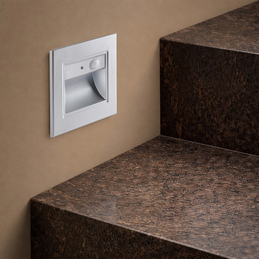 Brilagi - LED Schodišťové svítidlo se senzorem STEP LIGHT LED/1,5W/230V IP44 stříbrná