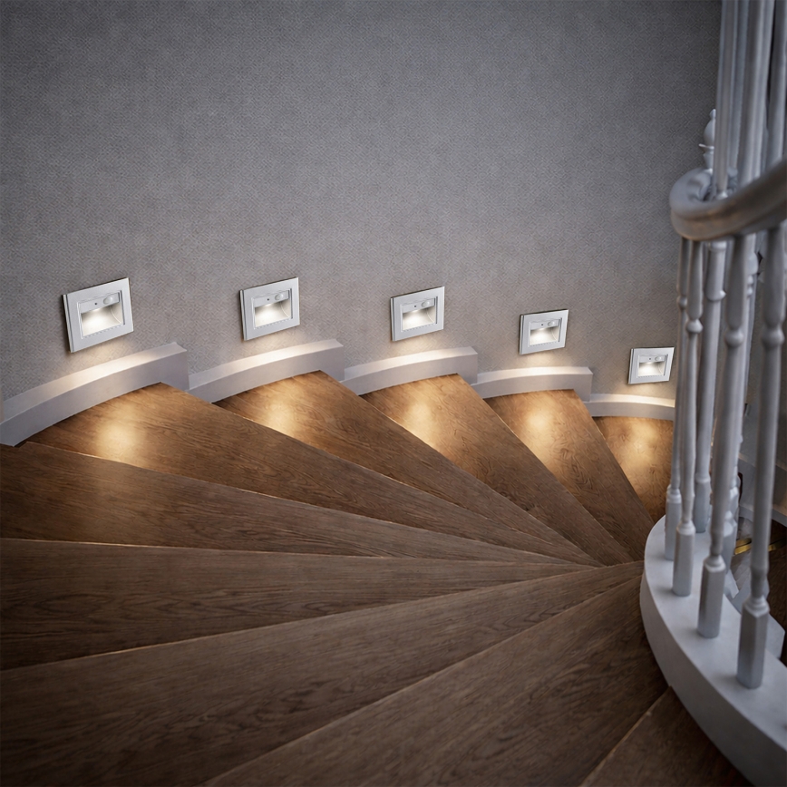 Brilagi - LED Schodišťové svítidlo se senzorem STEP LIGHT LED/1,5W/230V IP44 stříbrná