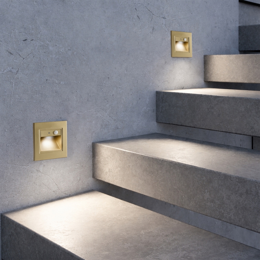 Brilagi - LED Schodišťové svítidlo se senzorem STEP LIGHT LED/1,5W/230V IP44 zlatá