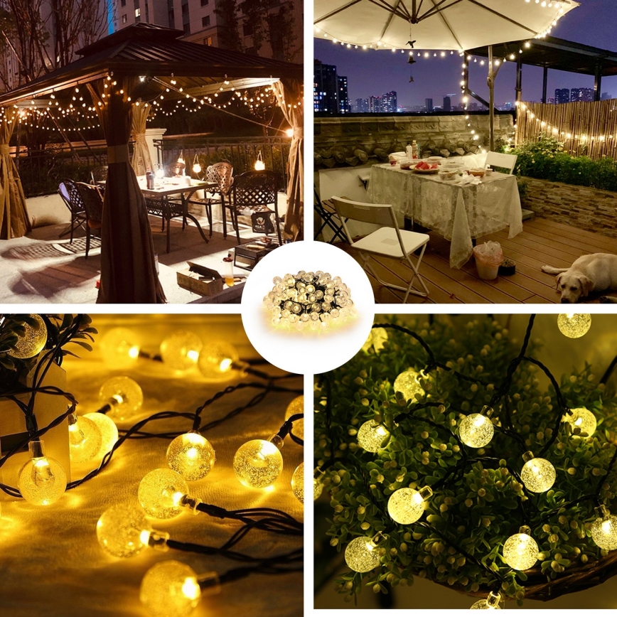 Brilagi - LED Solární dekorační řetěz BUBBLE 100xLED/8 funkcí 10m IP65 teplá bílá 600 mAh