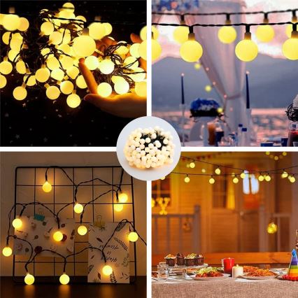 Brilagi - LED Solární dekorační řetěz BUBBLE 200xLED/8 funkcí 20m IP65 teplá bílá