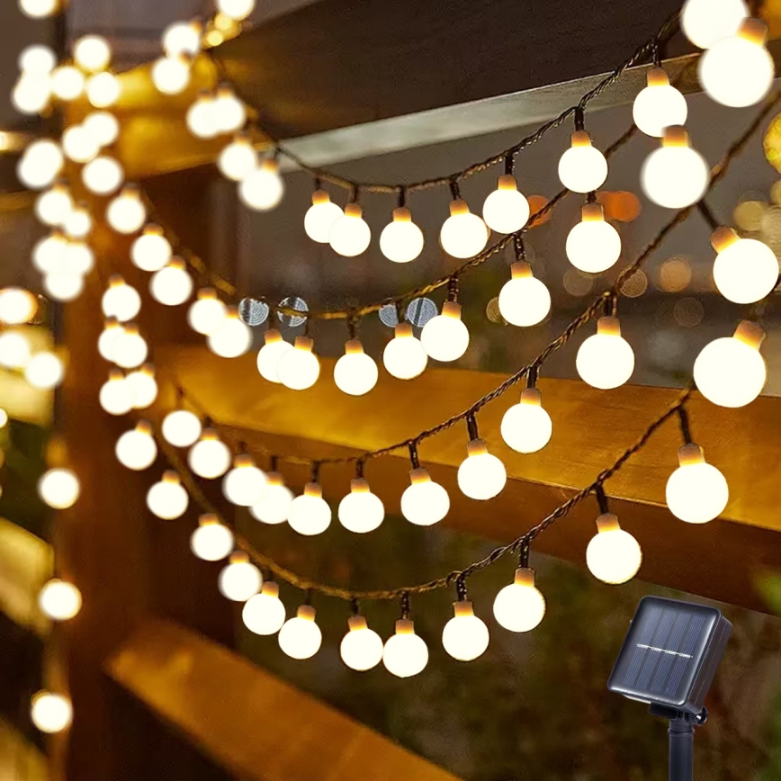 Brilagi - LED Solární dekorační řetěz BUBBLE 200xLED/8 funkcí 20m IP65 teplá bílá