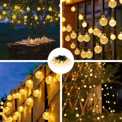 Brilagi - LED Solární dekorační řetěz BUBBLE 50xLED/8 funkcí 7m IP65 teplá bílá 600 mAh