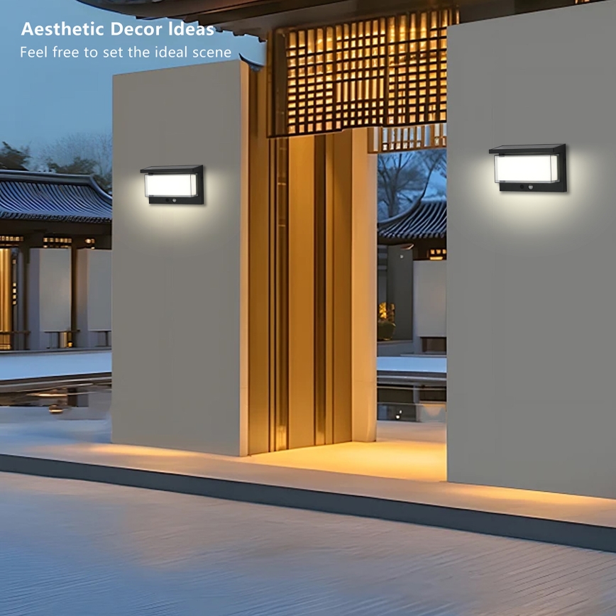Brilagi - LED Solární nástěnné svítidlo se senzorem SUN LUME LED/10W/3,7V 4000 mAh IP44