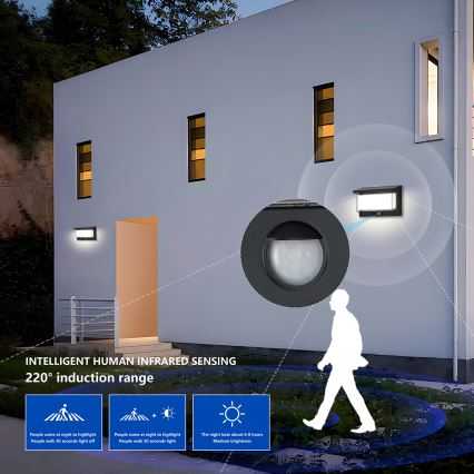 Brilagi - LED Solární nástěnné svítidlo se senzorem SUN LUME LED/10W/3,7V 4000 mAh IP44