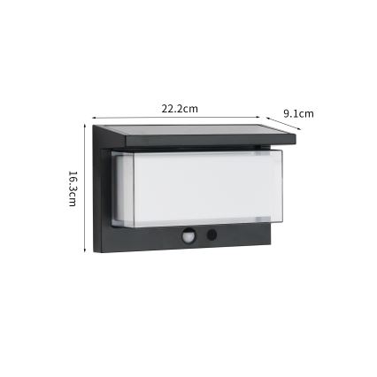 Brilagi - LED Solární nástěnné svítidlo se senzorem SUN LUME LED/10W/3,7V 4000 mAh IP44