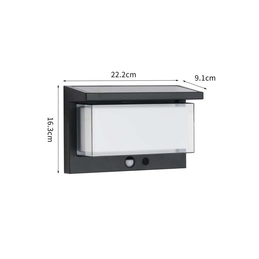 Brilagi - LED Solární nástěnné svítidlo se senzorem SUN LUME LED/10W/3,7V 4000 mAh IP44
