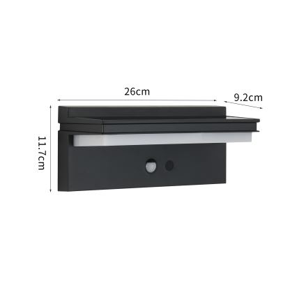 Brilagi - LED Solární nástěnné svítidlo se senzorem SUN SENSE LED/10W/3,7V 4000 mAh IP44