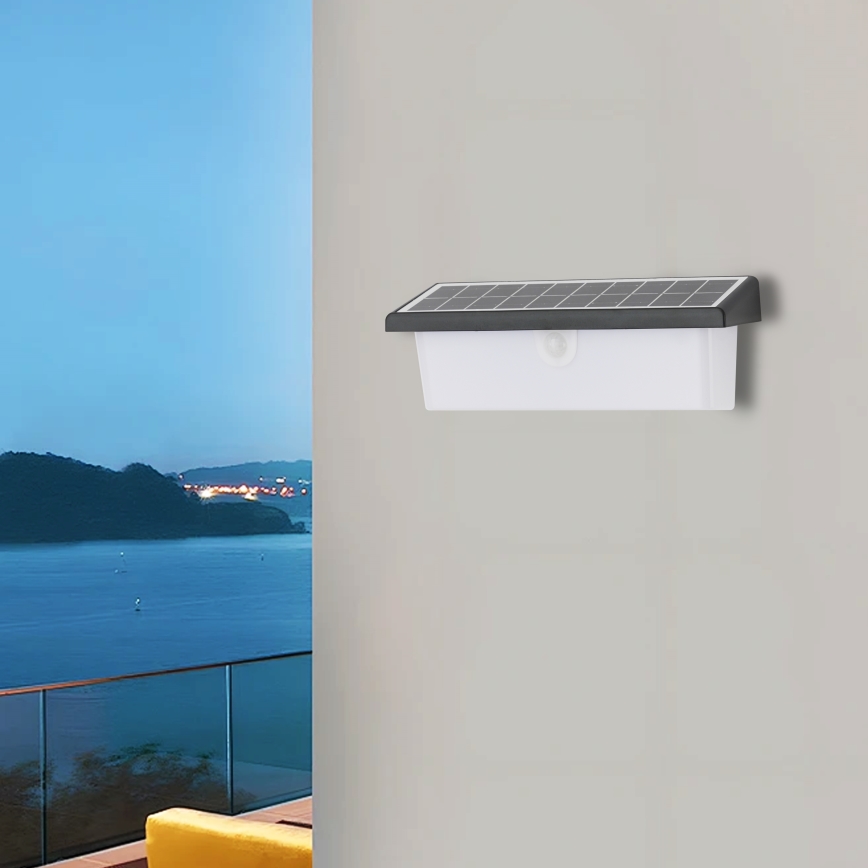 Brilagi - LED Solární nástěnné svítidlo se senzorem SUN RAY LED/6W/3,7V 2200 mAh IP44
