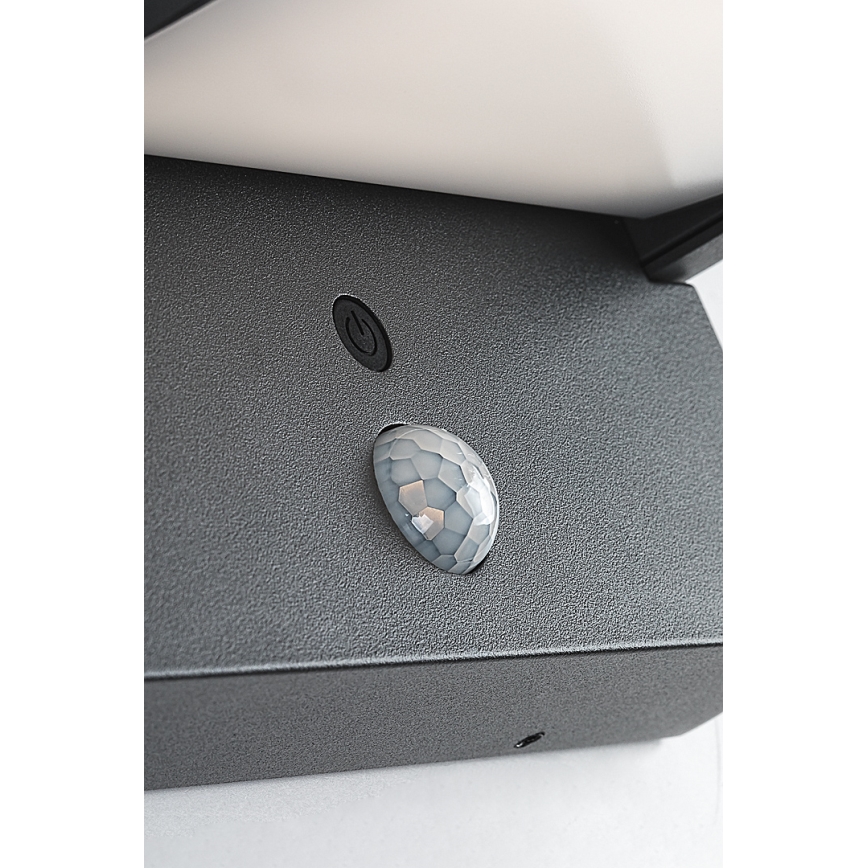 Brilagi - LED Solární nástěnné svítidlo se senzorem pohybu a soumraku ANKLE LED/10W/3,7V 3000 mAh 3000K IP65 antracit