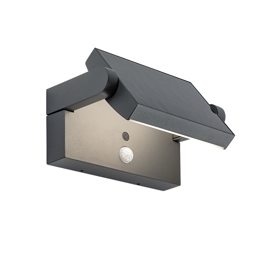 Brilagi - LED Solární nástěnné svítidlo se senzorem pohybu a soumraku ANKLE LED/10W/3,7V 3000 mAh 4000K IP65 antracit