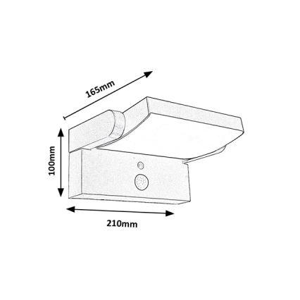 Brilagi - LED Solární nástěnné svítidlo se senzorem pohybu a soumraku ANKLE LED/10W/3,7V 3000 mAh 4000K IP65 antracit