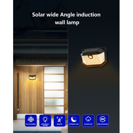 Brilagi - LED Solární nástěnné svítidlo se senzorem pohybu a soumraku WALLIE LED/4W/5,5V 1200 mAh 3000K IP65