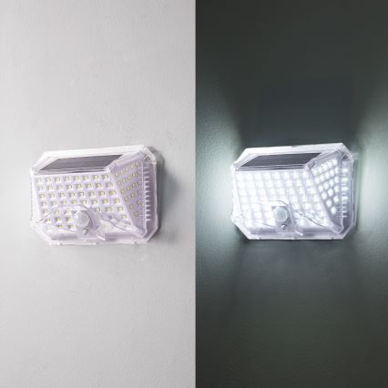 Brilagi - LED Solární nástěnné svítidlo se senzorem WALLIE LED/4W/5,5V 1200 mAh 6500K IP64 stříbrná