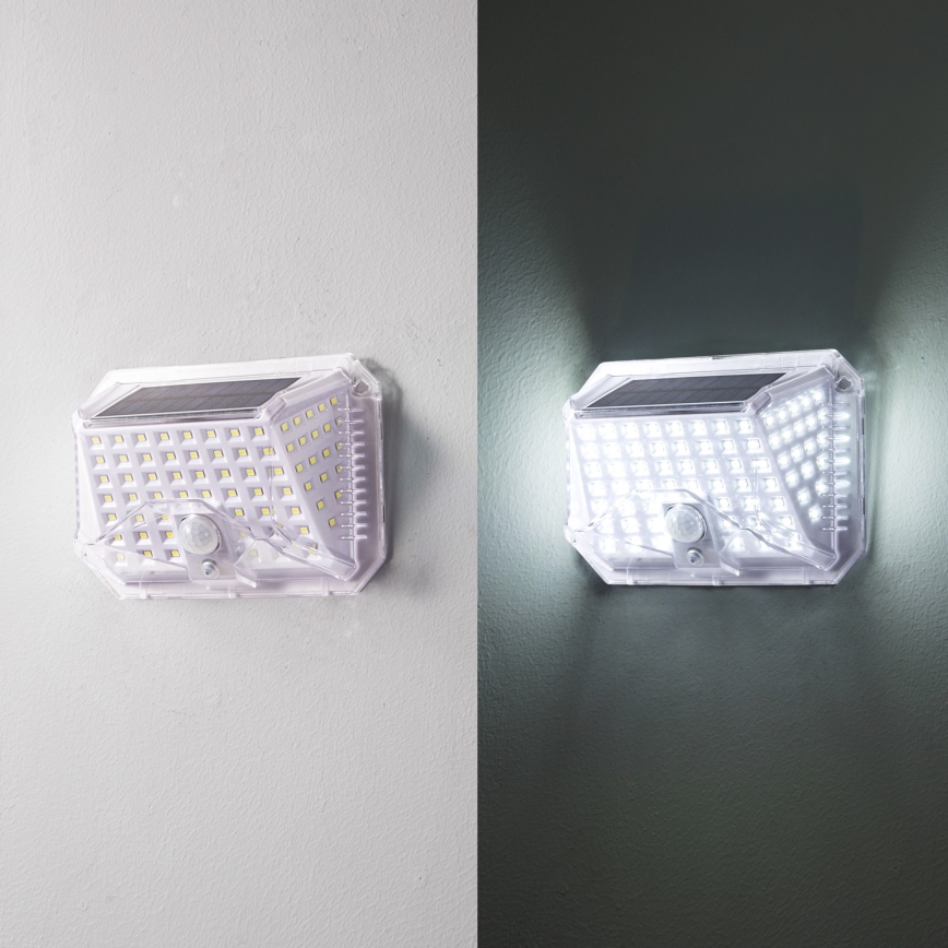 Brilagi - LED Solární nástěnné svítidlo se senzorem WALLIE LED/4W/5,5V 1200 mAh 6500K IP64 stříbrná