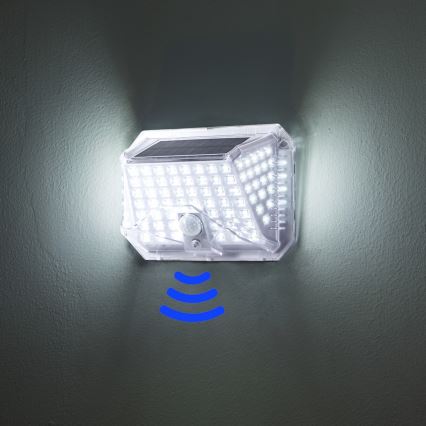 Brilagi - LED Solární nástěnné svítidlo se senzorem WALLIE LED/4W/5,5V 1200 mAh 6500K IP64 stříbrná