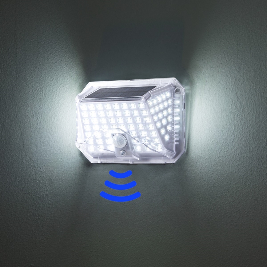 Brilagi - LED Solární nástěnné svítidlo se senzorem WALLIE LED/4W/5,5V 1200 mAh 6500K IP64 stříbrná