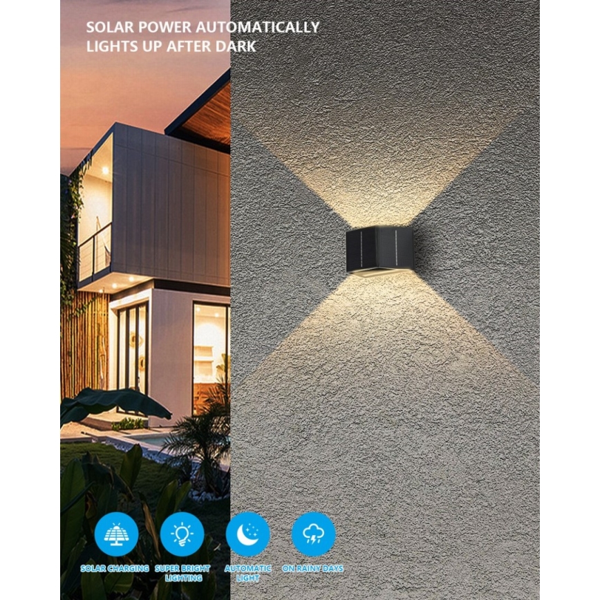Brilagi - LED Solární nástěnné svítidlo SOLAR CUBE LED/2W/3,2V 1300 mAh IP54
