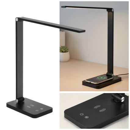 Brilagi - LED Stmívatelná dotyková stolní lampa s bezdrátovým nabíjením QI MODO CHARGE LED/7W/5V 3000/4000/6000K černá