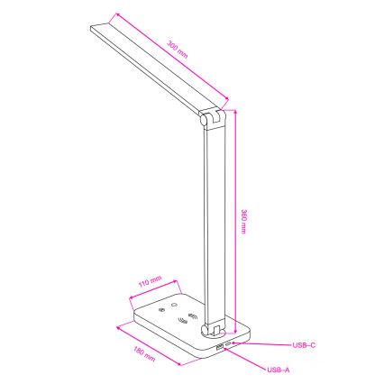 BRILAGI - LED Stmívatelná dotyková stolní lampa s bezdrátovým nabíjením QI MODO CHARGE LED/7W/5V 3000/4000/6000K černá