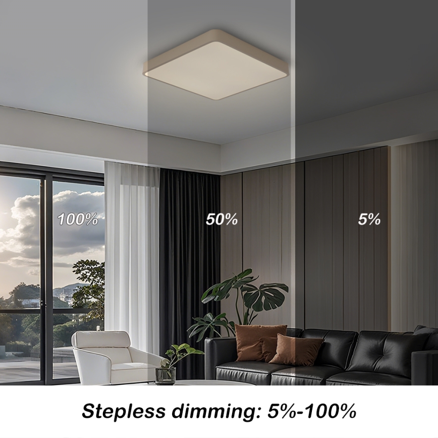 Brilagi - LED Stmívatelné stropní svítidlo POOL SQUARE LED/36W/230V 3000-6000K 40x40 cm béžová + dálkové ovládání