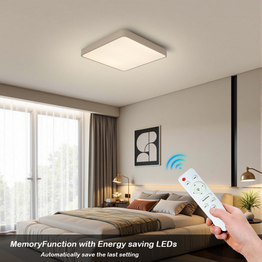 Brilagi - LED Stmívatelné stropní svítidlo POOL SQUARE LED/36W/230V 3000-6000K 40x40 cm béžová + dálkové ovládání