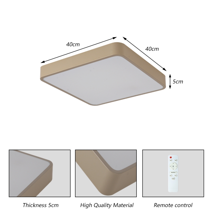 Brilagi - LED Stmívatelné stropní svítidlo POOL SQUARE LED/36W/230V 3000-6000K 40x40 cm béžová + dálkové ovládání