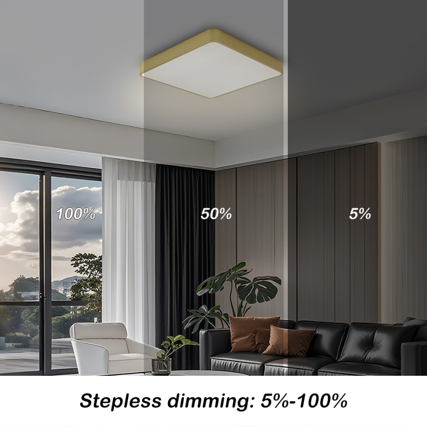 Brilagi - LED Stmívatelné stropní svítidlo POOL SQUARE LED/36W/230V 3000-6000K 40x40 cm zlatá + dálkové ovládání