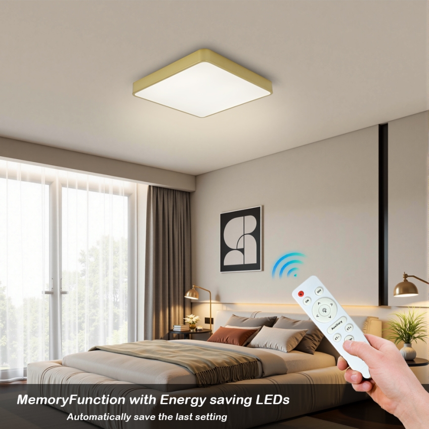Brilagi - LED Stmívatelné stropní svítidlo POOL SQUARE LED/36W/230V 3000-6000K 40x40 cm zlatá + dálkové ovládání