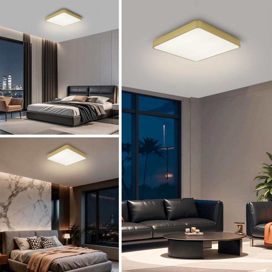 Brilagi - LED Stmívatelné stropní svítidlo POOL SQUARE LED/36W/230V 3000-6000K 40x40 cm zlatá + dálkové ovládání
