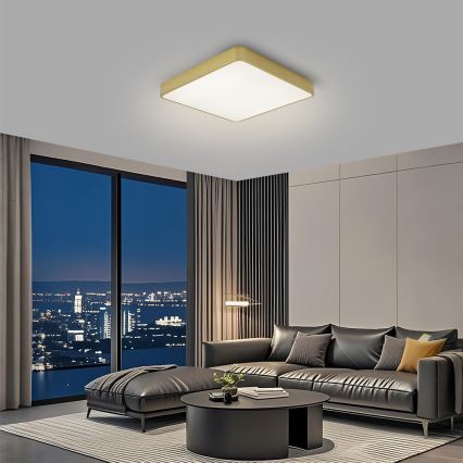 Brilagi - LED Stmívatelné stropní svítidlo POOL SQUARE LED/36W/230V 3000-6000K 40x40 cm zlatá + dálkové ovládání