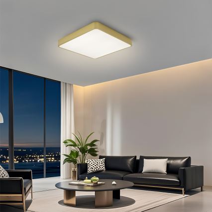 Brilagi - LED Stmívatelné stropní svítidlo POOL SQUARE LED/36W/230V 3000-6000K 40x40 cm zlatá + dálkové ovládání