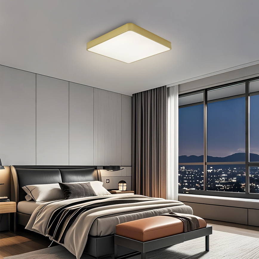 Brilagi - LED Stmívatelné stropní svítidlo POOL SQUARE LED/36W/230V 3000-6000K 40x40 cm zlatá + dálkové ovládání