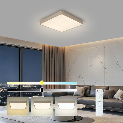 Brilagi - LED Stmívatelné stropní svítidlo POOL SQUARE LED/48W/230V 3000-6000K 50x50 cm béžová + dálkové ovládání