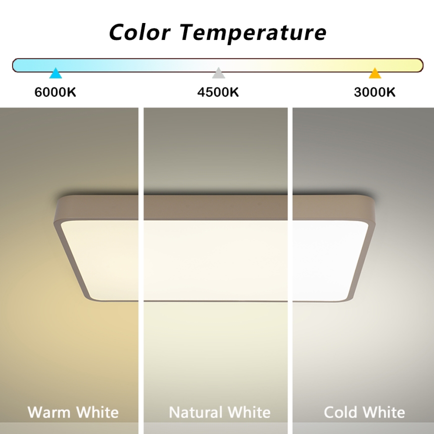 Brilagi - LED Stmívatelné stropní svítidlo POOL SQUARE LED/48W/230V 3000-6000K 50x50 cm béžová + dálkové ovládání